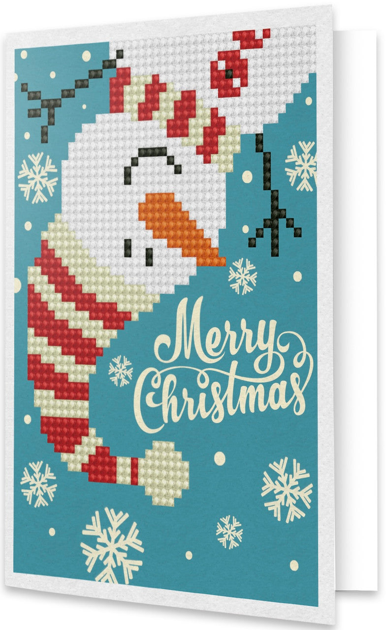 Diamond Dotz Merry Christmas Snowman Greeting Card